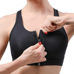 Sports Bra for Women Zip Front Adjustable Strap Criss Cross Back Padded Workout Yoga Bra 2 pcs