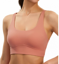 Strappy Back Sports Bras for Women Padded Workout Tops 10 pcs