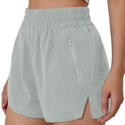 Womens Athletic Shorts Running High Waisted Shorts Workout Gym Zipper Pocket Shorts 10 pcs