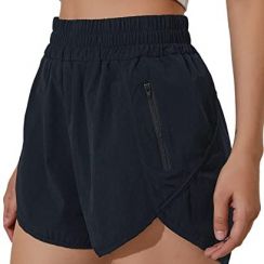 Women Running Shorts Elastic High Waisted Shorts Pocket Sporty Workout Shorts 6 pcs