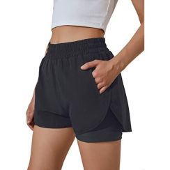 High Waisted Shorts Pocket Sporty Workout Shorts Gym Athletic Shorts Pants 6 pcs